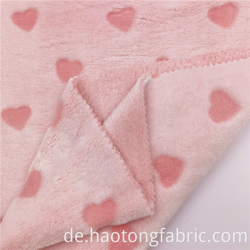 Elegant Pink Cut Flower Polyester Knitted Flannel Fabric